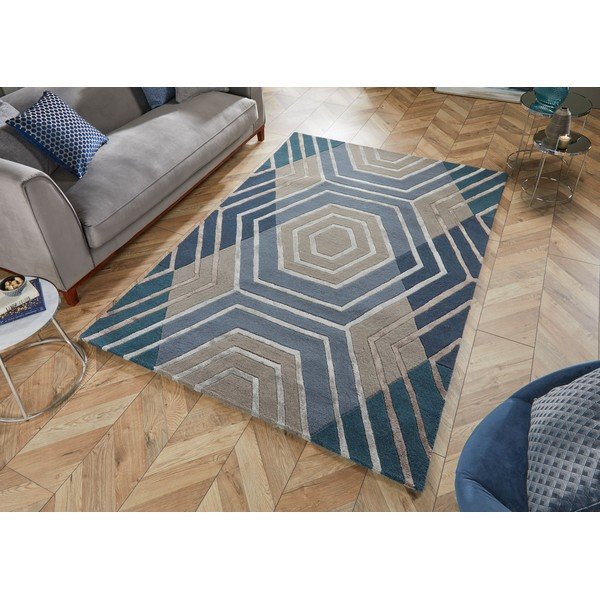 Harlow kék gyapjú szőnyeg, 160 x 230 cm - Flair Rugs-image-4