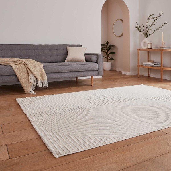 Krémszínű mosható szőnyeg újrahasznosított szálakból 160x230 cm Flores – Think Rugs-image-2