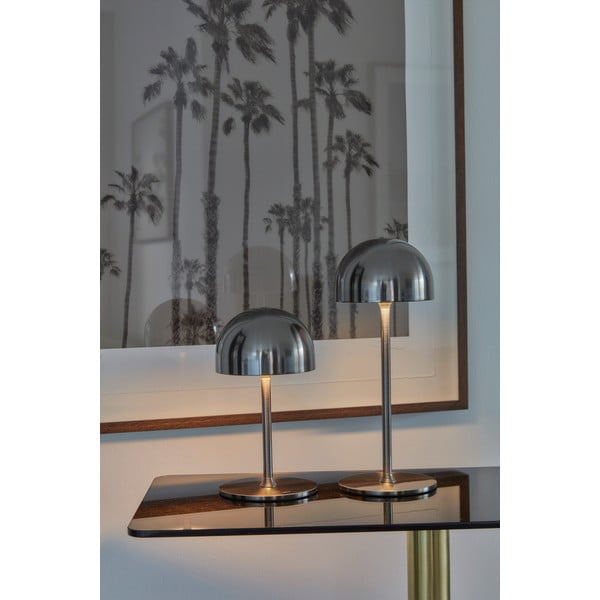 Ezüstszínű LED asztali lámpa távirányítóval, fém búrával (magasság 30 cm) Tim – Sirius-image-2