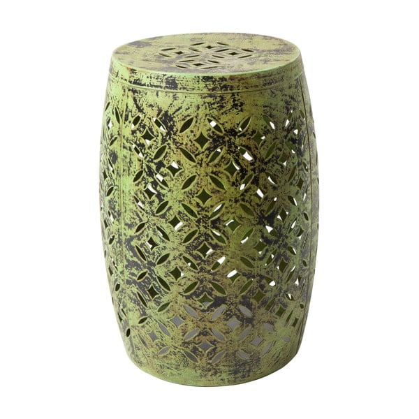 Nour zöld kézzel festett fém tárolóasztal, ⌀ 30 cm - RGE