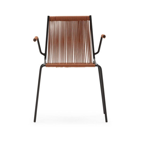 Terrakotta színű fém karfás-rakásolható étkezőszék szett 2 db-os Emily – Marckeric-image-4