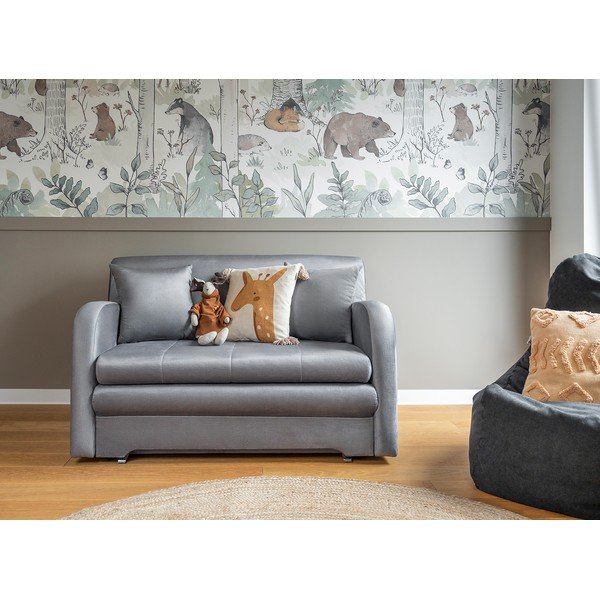 Világosszürke bársony kinyitható kanapé 130 cm Ario – ELTAP-image-1