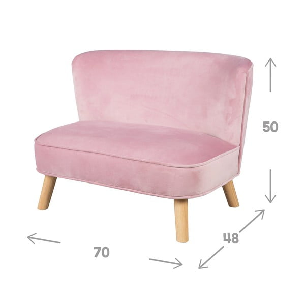 Világos rózsaszín bársony gyerek kanapé 70 cm Lil Sofa – Roba-image-4