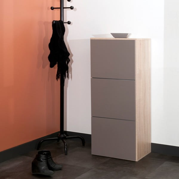 Bamboo szürkésbarna cipősszekrény barna konstrukcióval - Symbiosis-image-1