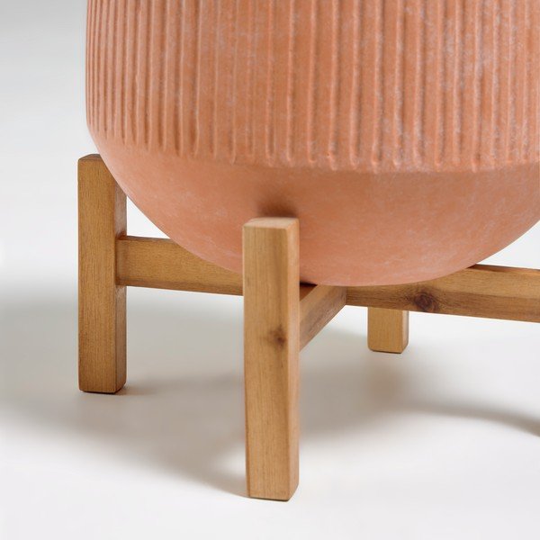 Denpasar terrakotta virágcserép fa állványon, ⌀ 33 cm - Kave Home-image-1