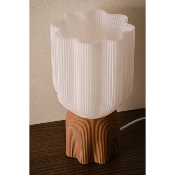 Fehér-barna műanyag asztali lámpa (magasság 27 cm) Camier – Jotex-image-2