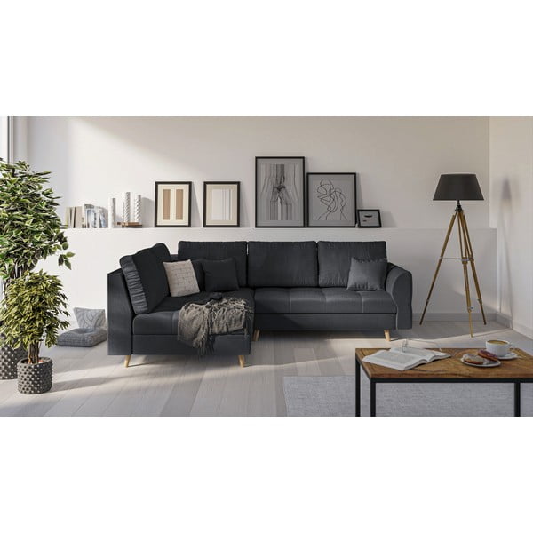 Sötétszürke sarokkanapé (bal oldali) Ariella – Ropez-image-1