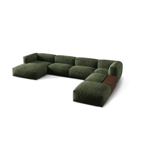 Zöld bársony moduláris sarokkanapé (jobb oldali-U alakú) Martina – Micadoni -image-1