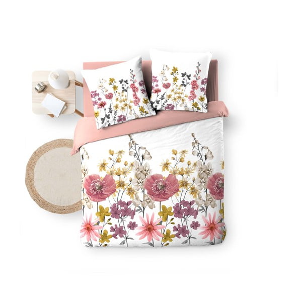 Fehér-rózsaszín kétszemélyes-hosszabbított muszlin ágyneműhuzat 240x260 cm Rosine – douceur d'intérieur-image-2