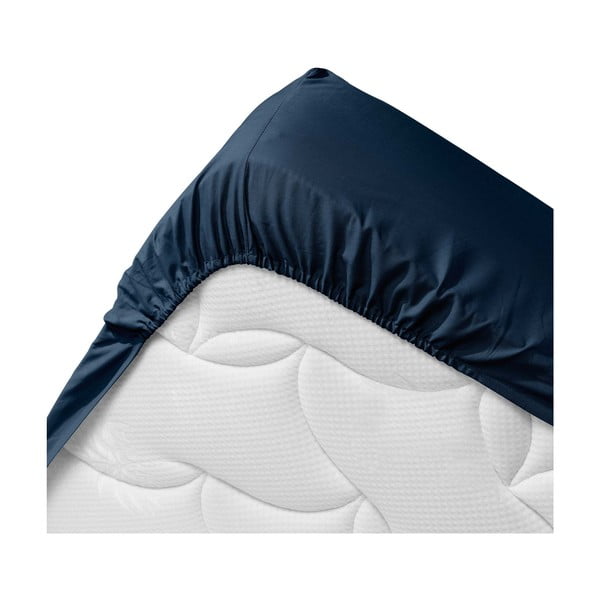 Sötétkék gumis bio pamut lepedő 180x200 cm Biolina – douceur d'intérieur-image-3