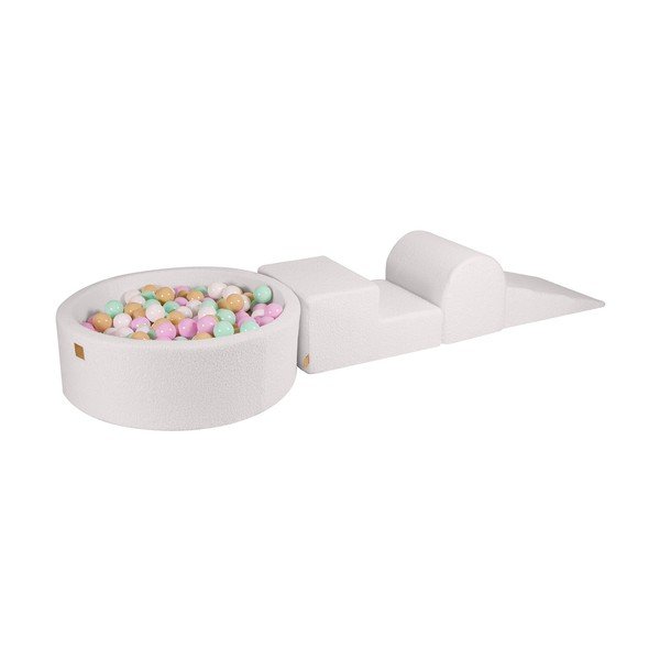 Fehér buklé habszivacs játszótér 3 db-os magasság 30 cm 225x90 cm – Meowbaby