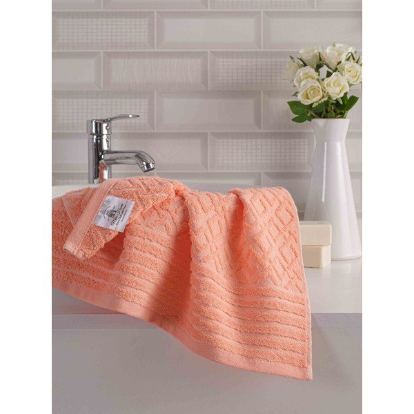 Narancssárga frottír pamut törölköző és fürdőlepedő készlet 2 db-os Diamond – Mila Home-image-2