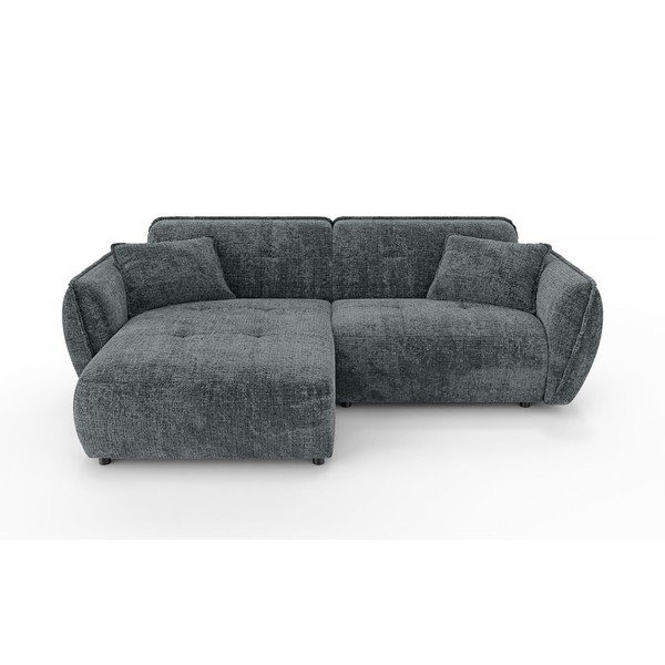 Sötétszürke zsenília sarokkanapé (bal oldali-heverő résszel) Nelia – Ropez