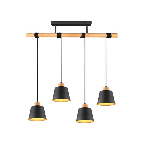 Fekete-natúr színű függőlámpa fém búrával ø 18 cm Harris – Trio-image-2