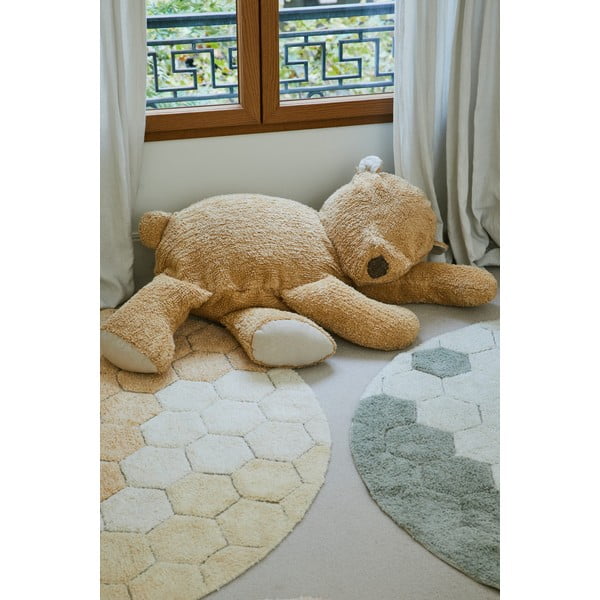 Okkersárga mosható kézi szövésű pamut kerek szőnyeg ø 140 cm Honeycomb Golden – Lorena Canals-image-1