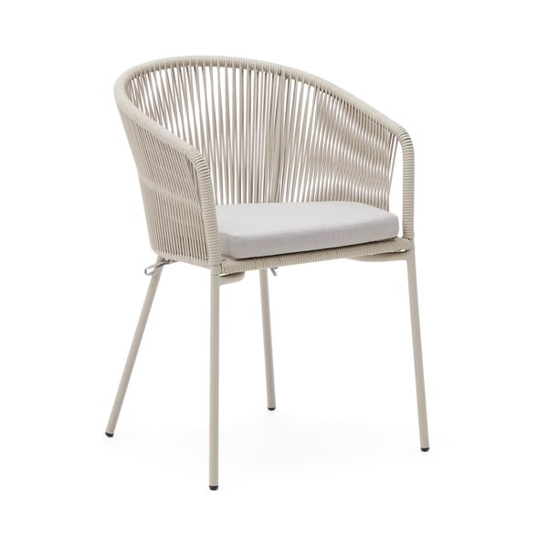 Krémszínű fém-párnázott kerti szék Yanet – Kave Home