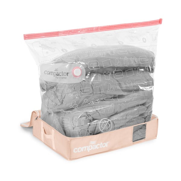Vákuumos műanyag ágy alatti tárolódoboz szett 3 db-os 65x45x15,5 cm Pink Edition – Compactor-image-2