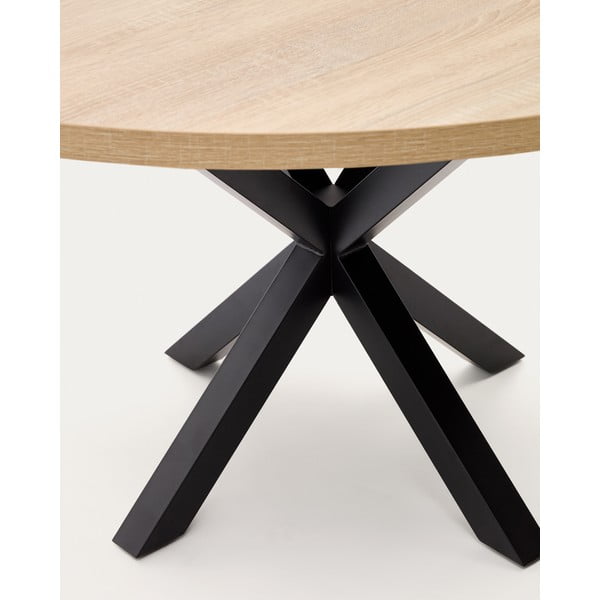 Fekete-natúr színű kerek étkezőasztal ø 120 cm Argo – Kave Home-image-3