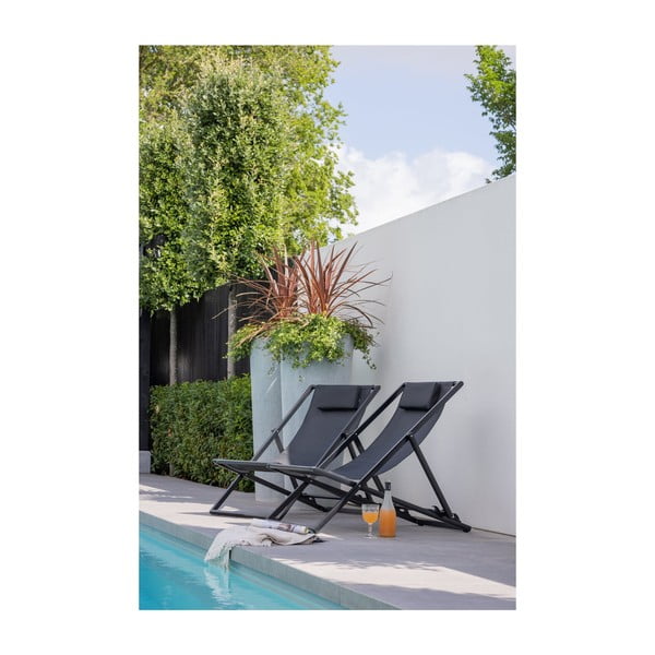 Fekete fém összecsukható kerti napozóágy Esper – Exotan-image-2