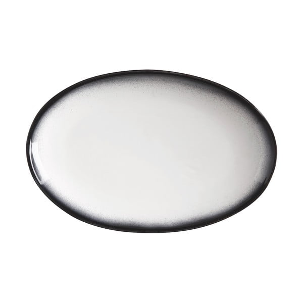 Caviar ovális fehér-fekete kerámia tányér, 25 x 16 cm - Maxwell & Williams