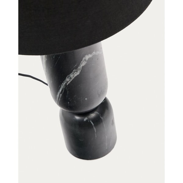 Fekete márvány asztali lámpa textil búrával (magasság 57 cm) Vex – Kave Home-image-3