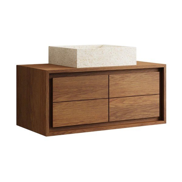 Barna teakfa fali mosdó alatti szekrény 90x40 cm Kenta – Kave Home-image-3