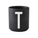 Alphabet T fekete porcelánbögre, 250 ml - Design Letters