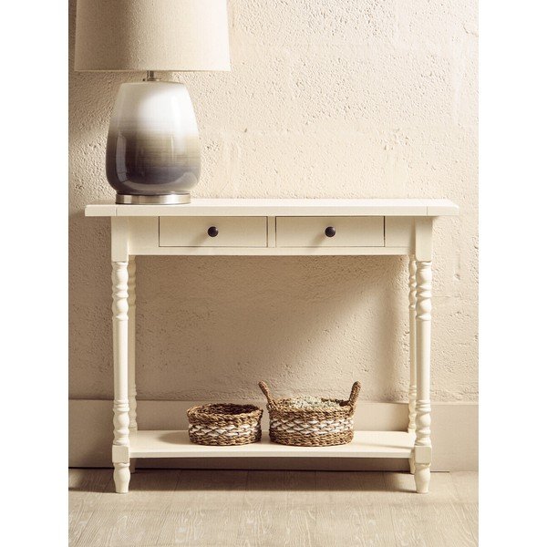 Elefántcsont színű borovi fenyő konzolasztal 35x96 cm Heritage – Premier Housewares-image-4