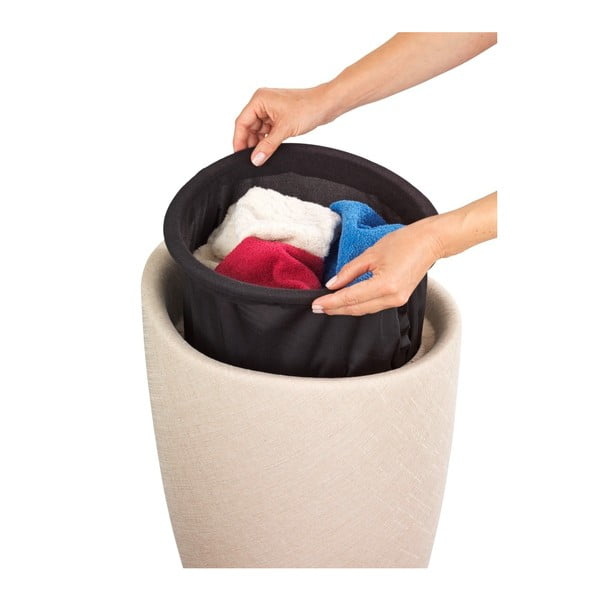 Linen Look bézs szennyestartó kosár és ülőke egyben - Wenko-image-1