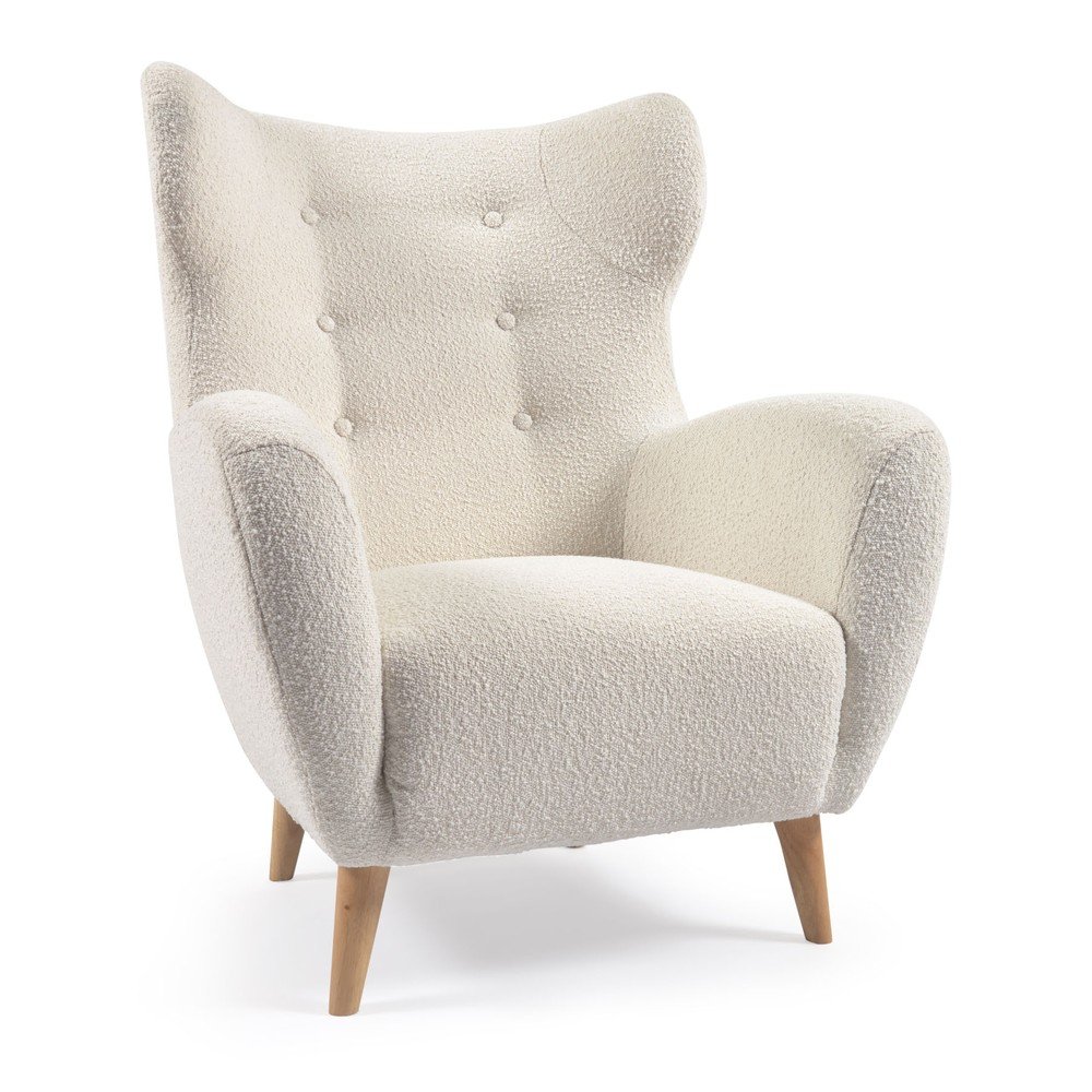 Fehér buklé fotel Patio Kave Home