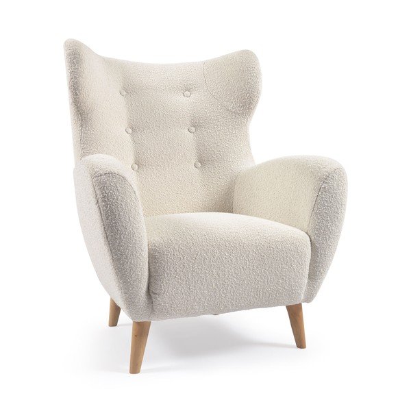 Fehér buklé fotel Patio – Kave Home