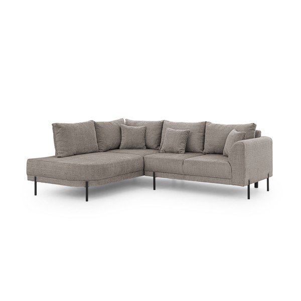 Szürkésbarna zsenília sarokkanapé (bal oldali-L alakú) Mauris  – Ropez-image-2