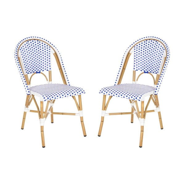 Madrid kék-fehér vessző kerti szék, 2 db - Safavieh