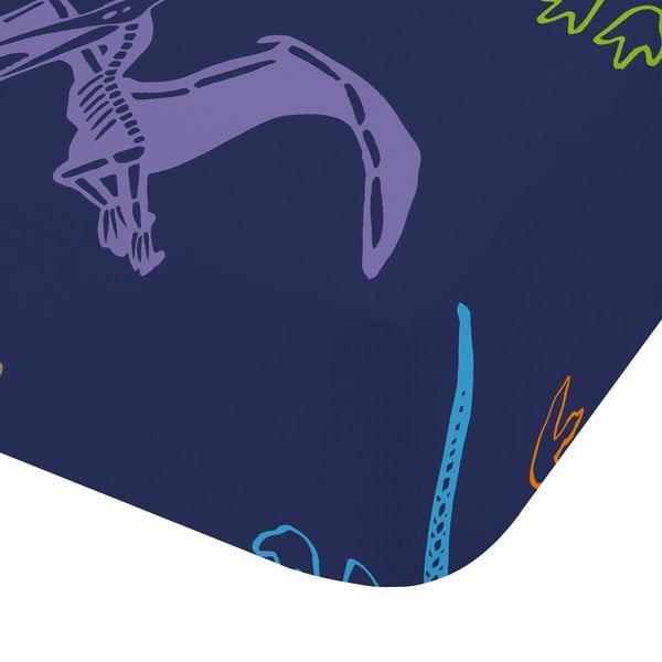Kék gumis gyerek lepedő babaágyhoz 70x140 cm Prehistoric Dinosaurs – Catherine Lansfield