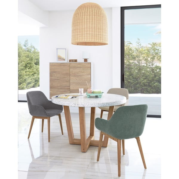 Zöld kárpitozott karfás étkezőfotel Konna – Kave Home-image-1