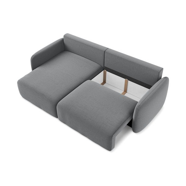 Szürke bársony kinyitható-tárolóhelyes sarokkanapé (bal oldali-heverő résszel) Kalena – Makamii-image-4