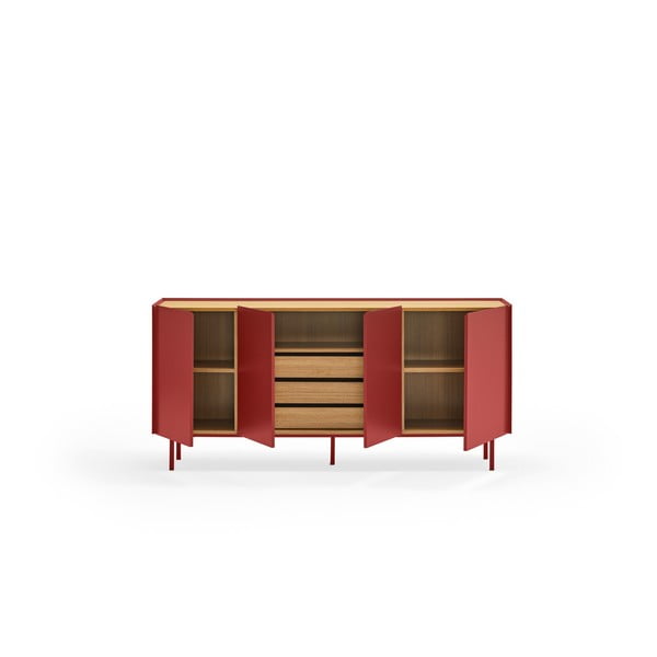 Piros alacsony komód tölgyfa dekorral 165x78 cm Arista – Teulat-image-3