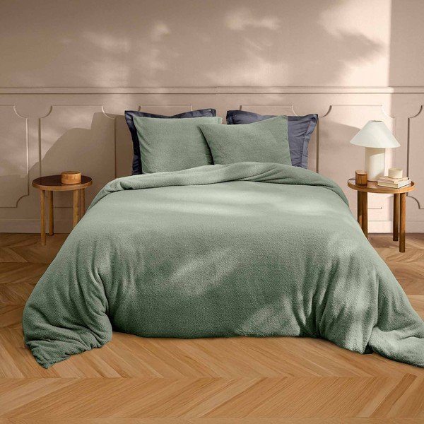 Zöld kétszemélyes-hosszabbított mikroplüss ágyneműhuzat 240x220 cm Helena – douceur d'intérieur-image-1