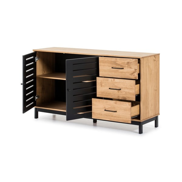 Alessia komód fa konstrukcióval és fekete részletekkel, szélesség 141 cm - Marckeric-image-4