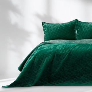 Zöld bársony steppelt ágytakaró 220x240 cm Laila – AmeliaHome