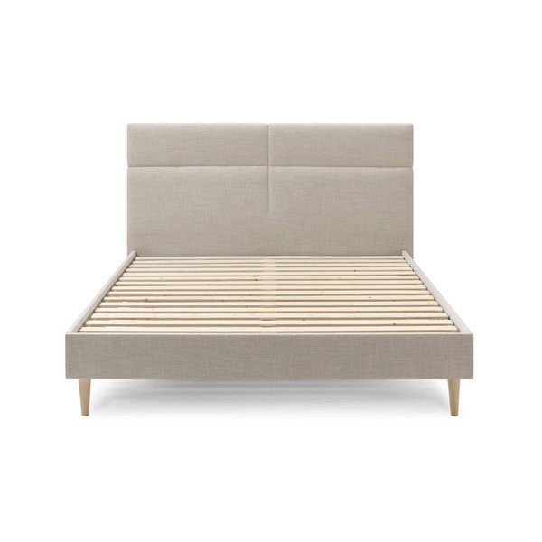 Bézs kárpitozott franciaágy ágyráccsal 180x200 cm Elyna – Bobochic Paris-image-2