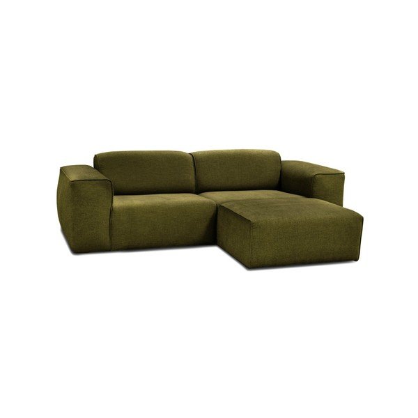 Phoenix zöld háromszemélyes kanapé, puffal - Cosmopolitan design-image-1