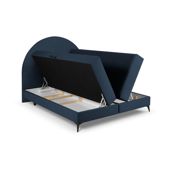 Sötétkék boxspring ágy tárolóhellyel 160x200 cm Sunrise – Cosmopolitan Design-image-4