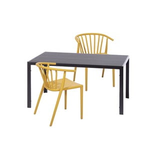 2 db sárga étkezőszék Capri és fekete asztal Viking - Bonami Essentials