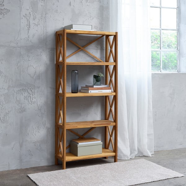 Natúr színű tölgyfa polcos állvány 70x161 cm X-Shelf – Unique Furniture-image-1