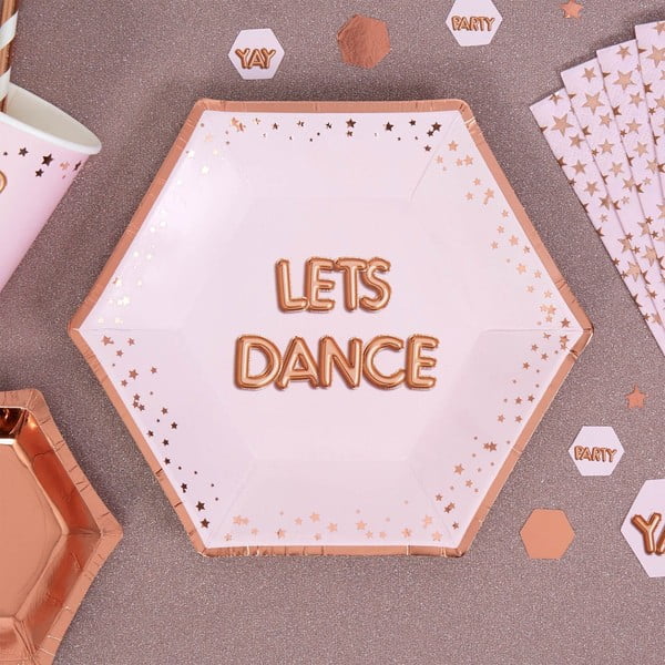 Glitz & Glamour Dance 8 db-os rózsaszín alátét szett, ⌀ 20 cm - Neviti