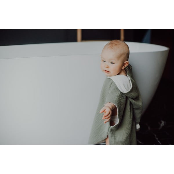 Khaki muszlin gyerek fürdőponcsó méret M - Malomi Kids-image-3