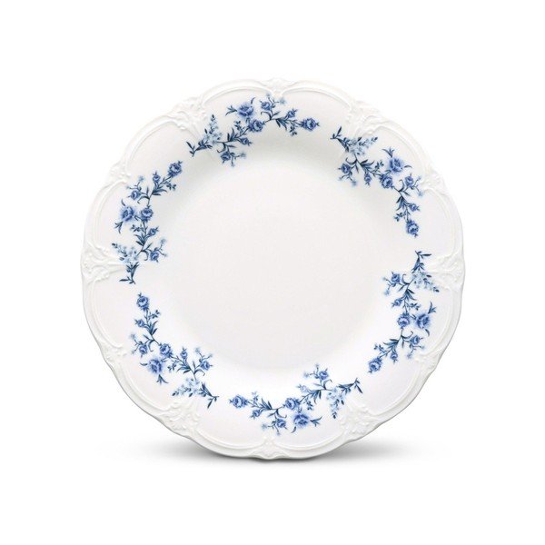Fehér-kék desszertes porcelán tányér ø 16 cm Retro – BonBistro