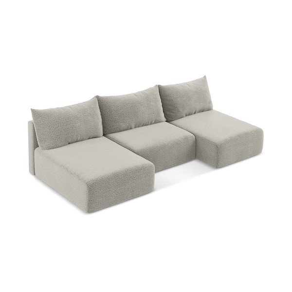Világosszürke kinyitható-tárolóhelyes sarokkanapé Kalena – Makamii-image-2