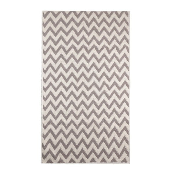 Zigzag Coffee krémszínű kevert pamut szőnyeg, 120 x 180 cm